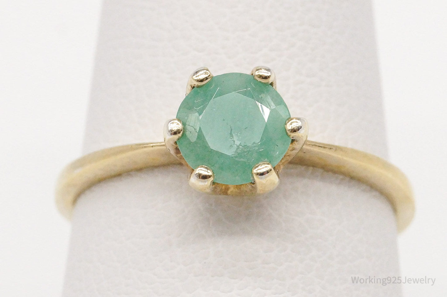 Vintage Green Jade Ring – Gold Vermeil over Sterling Silver (Size 7.25)