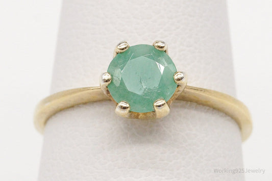 Vintage grüner Jadering – Gold Vermeil über Sterlingsilber (Größe 7,25)