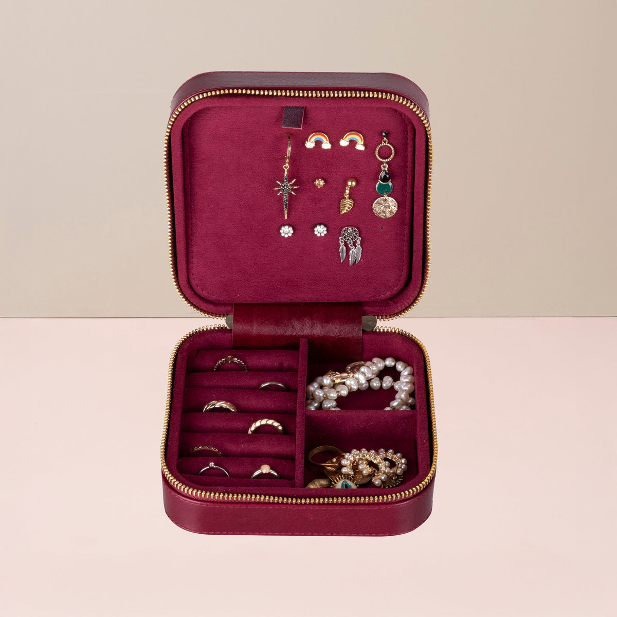 Luxury Travel Jewelry Box – Red - Palermo