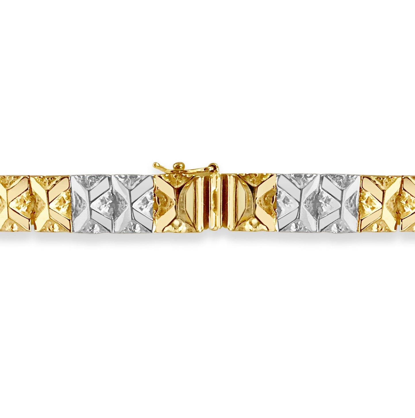 Nugget Solid White/Yellow/Rose Gold Handmade Bracelet , 9mm, 6.5-10 Inch