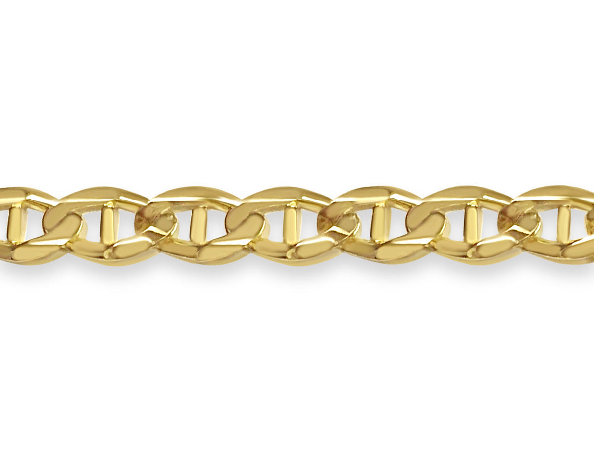 Anchor Mariner Solid White/Yellow/Rose Gold Handmade Bracelet , 13mm, 6.5-10 Inch
