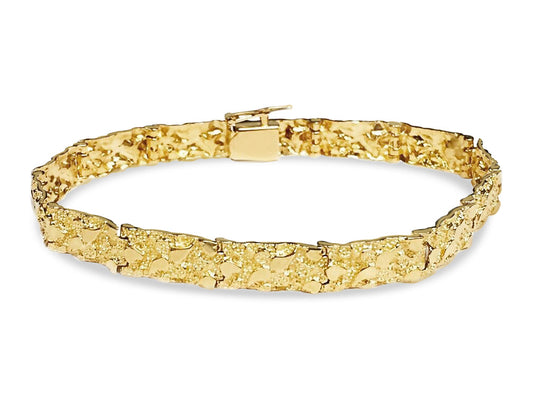 Nugget Solid White/Yellow/Rose Gold Handmade Bracelet , 7mm, 6.5-10 Inch