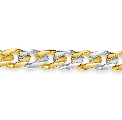 Curb Solid White/Yellow/Rose Gold Handmade Necklace , 13mm, 16-30 Inch