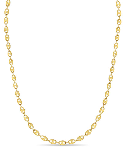 Mariner Solid White/Yellow/Rose Gold Handmade Necklace , 9mm, 16-30 Inch