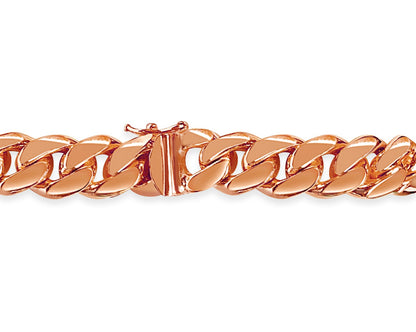 Curb Solid White/Yellow/Rose Gold Handmade Bracelet , 11mm, 6.5-10 Inch