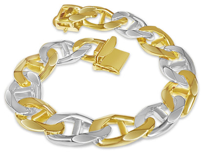 Anchor Mariner Solid White/Yellow/Rose Gold Handmade Bracelet , 15mm, 6.5-10 Inch