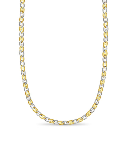 Mariner Solid White/Yellow/Rose Gold Handmade Necklace , 9mm, 16-30 Inch