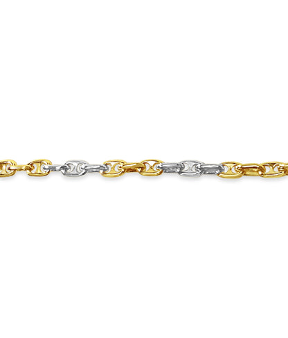Anchor Mariner Solid White/Yellow/Rose Gold Handmade Bracelet , 5mm, 6.5-10 Inch