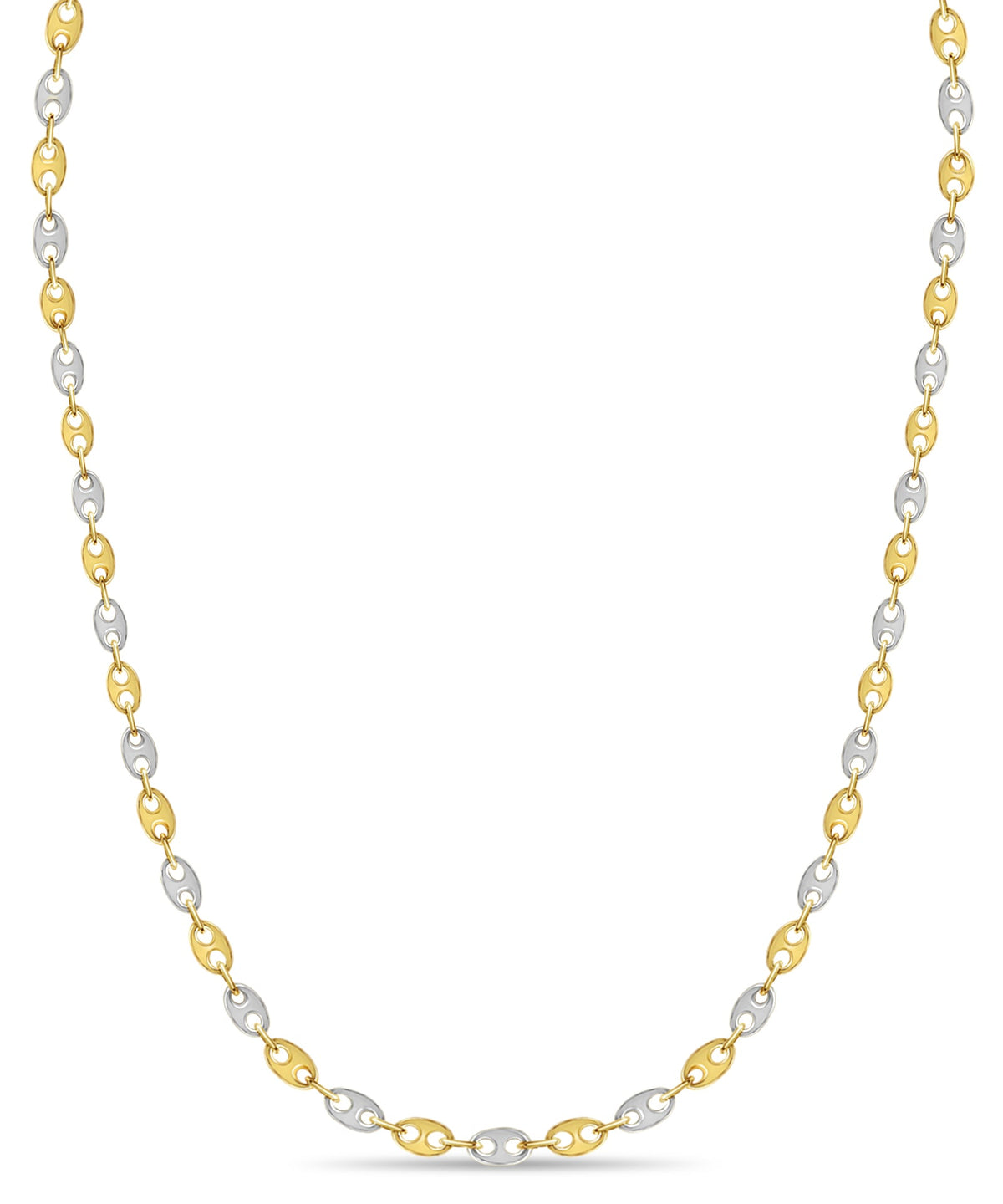 Mariner Solid White/Yellow/Rose Gold Handmade Necklace , 9mm, 16-30 Inch
