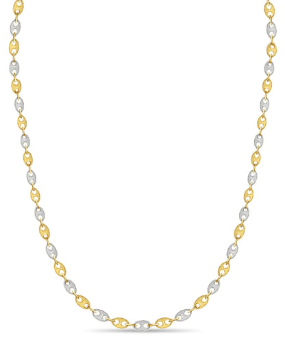 Mariner Solid White/Yellow/Rose Gold Handmade Necklace , 9mm, 16-30 Inch