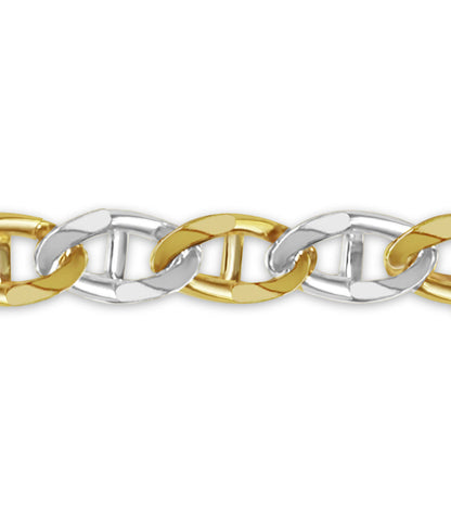 Mariner Solid White/Yellow/Rose Gold Handmade Necklace , 15mm, 16-30 Inch