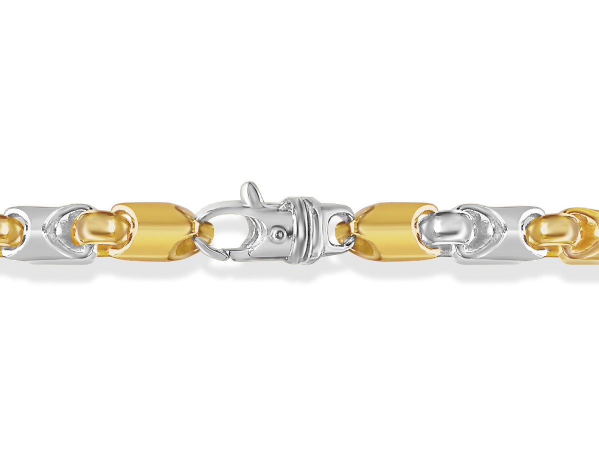 Fancy Tube Solid White/Yellow/Rose Gold Handmade Necklace , 8mm, 16-30 Inch