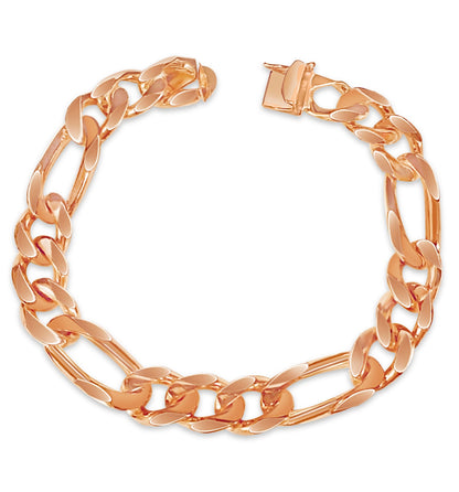 Figaro Solid White/Yellow/Rose Gold Handmade Bracelet , 12mm, 6.5-10 Inch