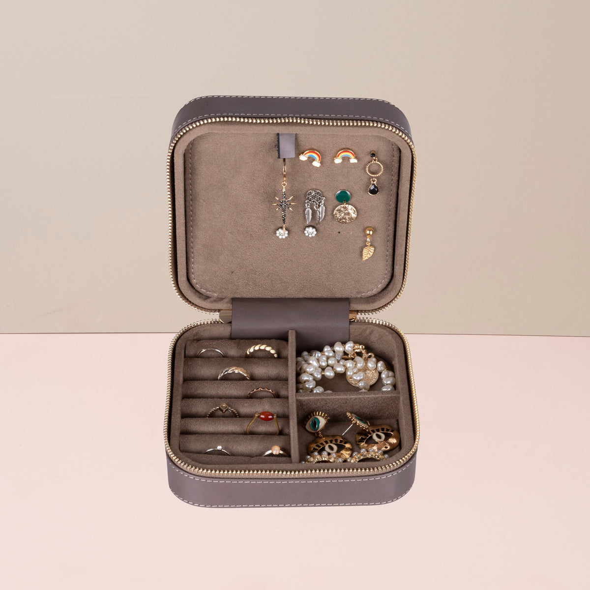 Luxury Travel Jewelry Box – Gray - Palermo
