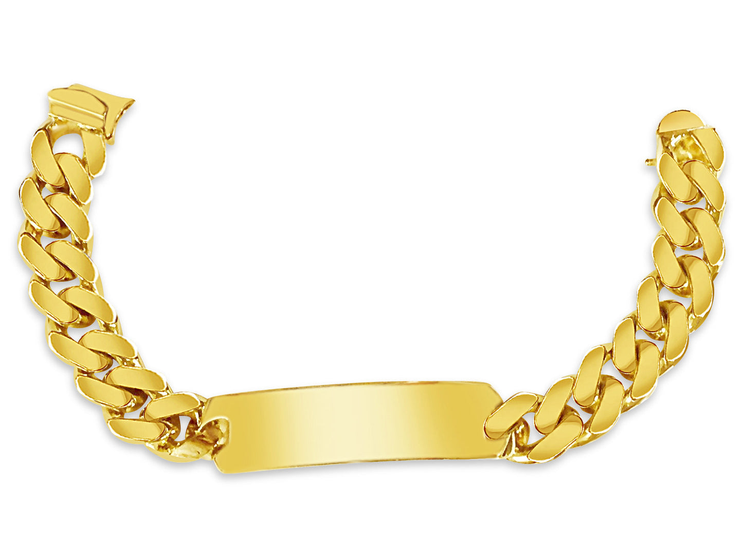 ID Curb Solid White/Yellow/Rose Gold Handmade Bracelet , 15mm, 6.5-10 Inch