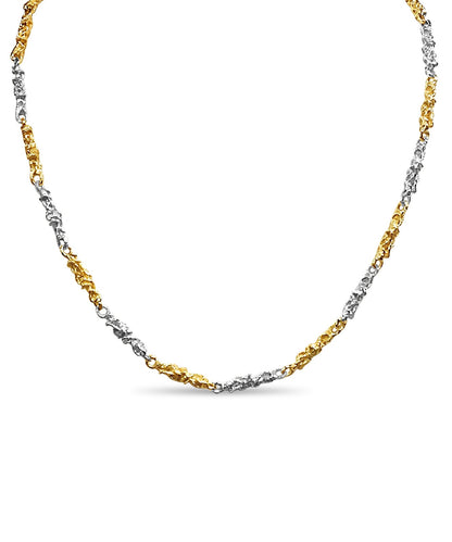 Nugget Solid White/Yellow/Rose Gold Handmade Necklace , 5mm, 16-30 Inch