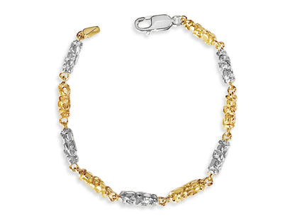 Nugget Solid White/Yellow/Rose Gold Handmade Bracelet , 5mm, 6.5-10 Inch