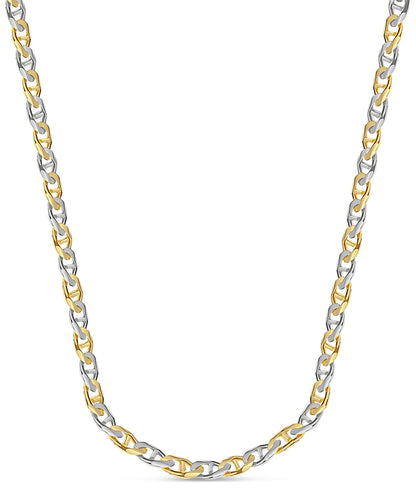 Mariner Solid White/Yellow/Rose Gold Handmade Necklace , 17mm, 16-30 Inch
