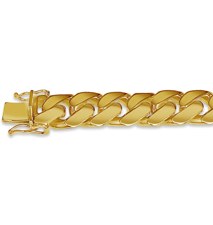 ID Curb Solid White/Yellow/Rose Gold Handmade Bracelet , 13mm, 6.5-10 Inch