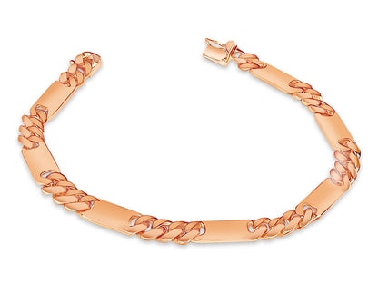Figaro Bar Solid White/Yellow/Rose Gold Handmade Bracelet , 8mm, 6.5-10 Inch