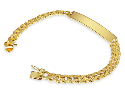 ID Curb Solid White/Yellow/Rose Gold Handmade Bracelet , 8mm, 6.5-10 Inch