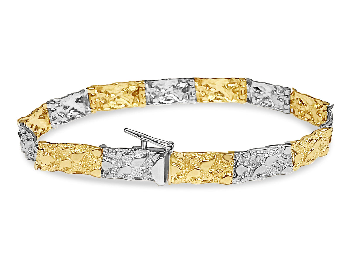 Nugget Solid White/Yellow/Rose Gold Handmade Bracelet , 7mm, 6.5-10 Inch