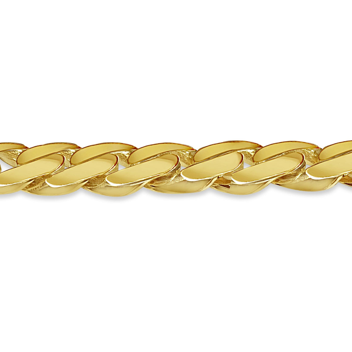 Curb Solid White/Yellow/Rose Gold Handmade Bracelet , 14mm, 6.5-10 Inch