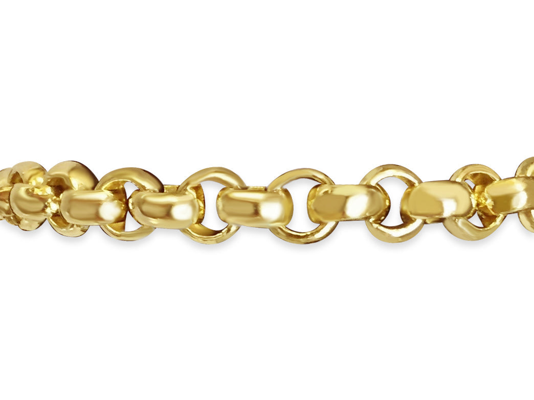 Fancy Rolo Solid White/Yellow/Rose Gold Handmade Bracelet , 7mm, 6.5-10 Inch