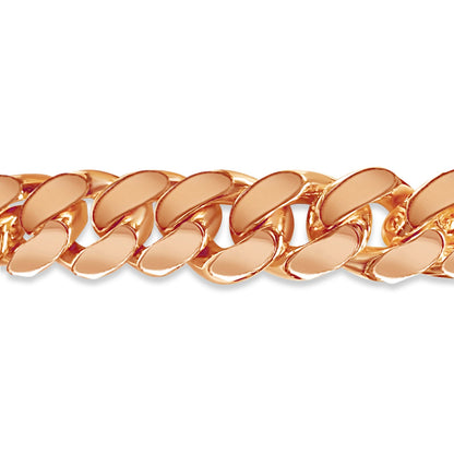 Curb Solid White/Yellow/Rose Gold Handmade Bracelet , 15mm, 6.5-10 Inch