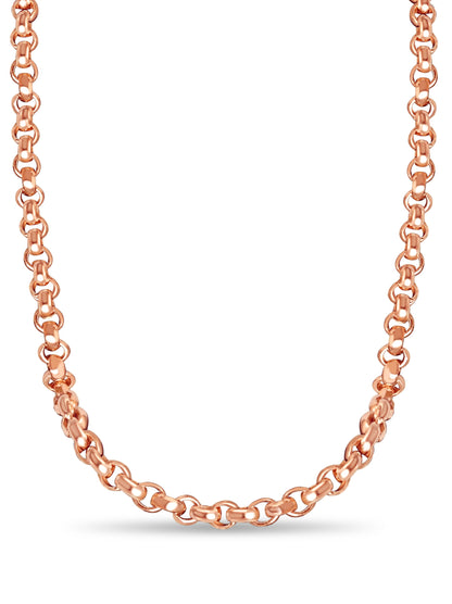 Fancy Rolo Solid White/Yellow/Rose Gold Handmade Necklace , 7mm, 16-30 Inch