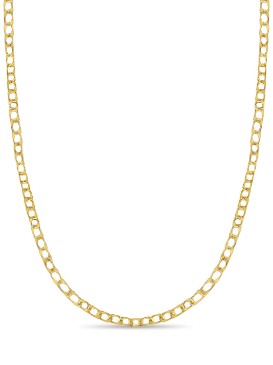 Curb Solid White/Yellow/Rose Gold Handmade Necklace , 10mm, 16-30 Inch