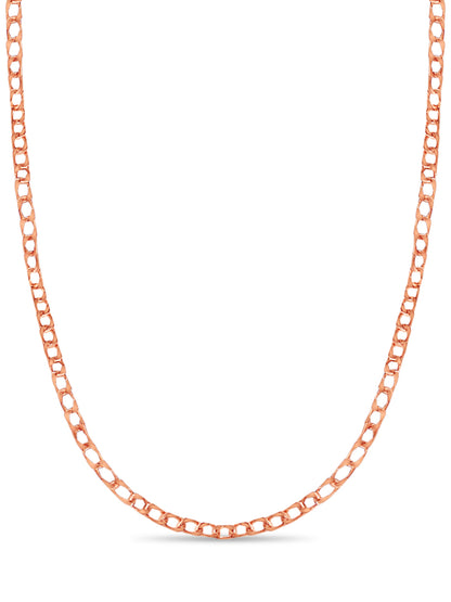 Curb Solid White/Yellow/Rose Gold Handmade Necklace , 10mm, 16-30 Inch