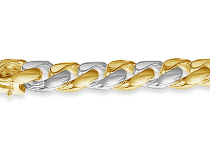 Curb Solid White/Yellow/Rose Gold Handmade Necklace , 13mm, 16-30 Inch