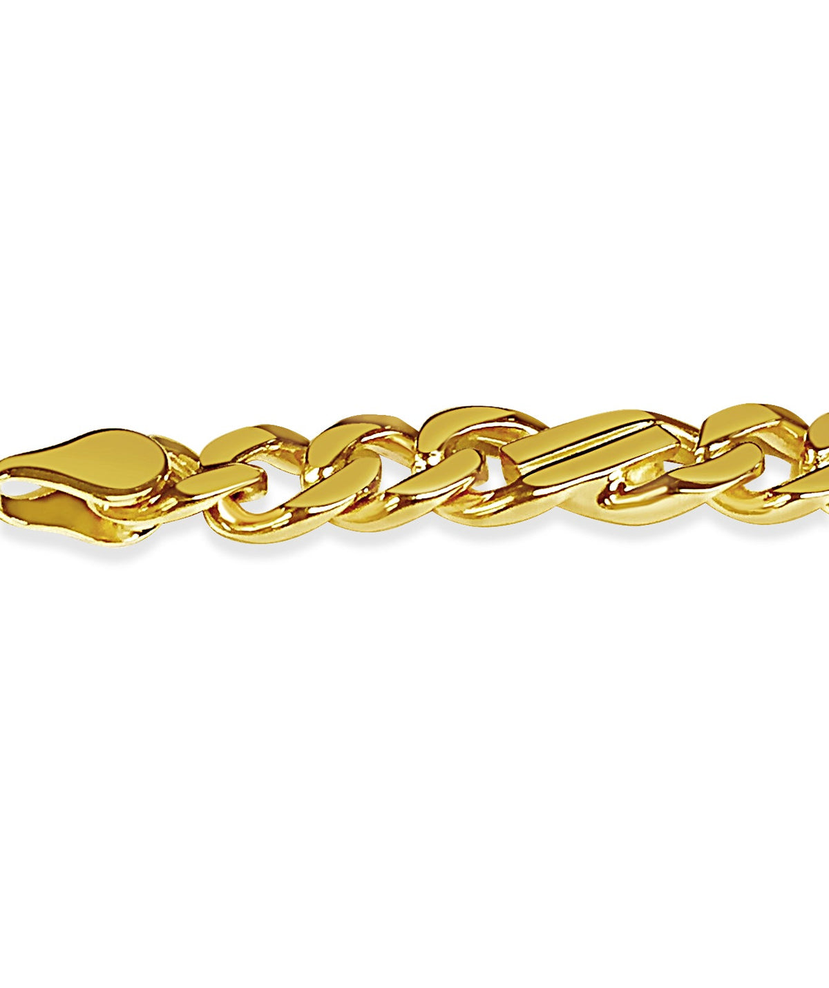 Curb Solid White/Yellow/Rose Gold Handmade Necklace , 7mm, 16-30 Inch