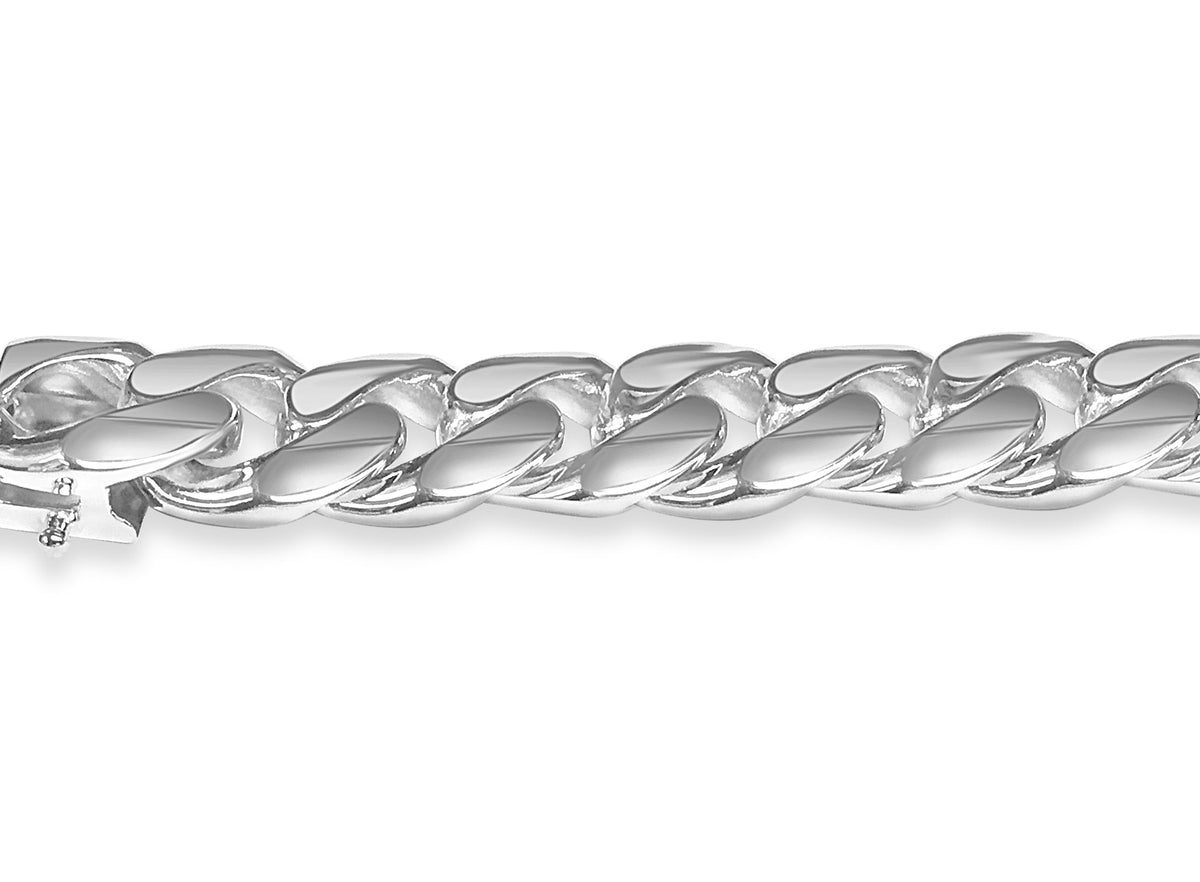 Curb Solid White/Yellow/Rose Gold Handmade Bracelet , 13mm, 6.5-10 Inch