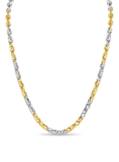 Fancy Rolo Solid White/Yellow/Rose Gold Handmade Necklace , 6mm, 16-30 Inch