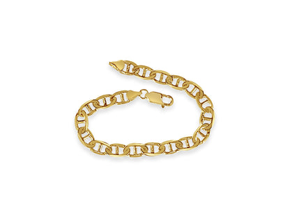 Mariner Solid White/Yellow/Rose Gold Handmade Bracelet , 8mm, 6.5-10 Inch