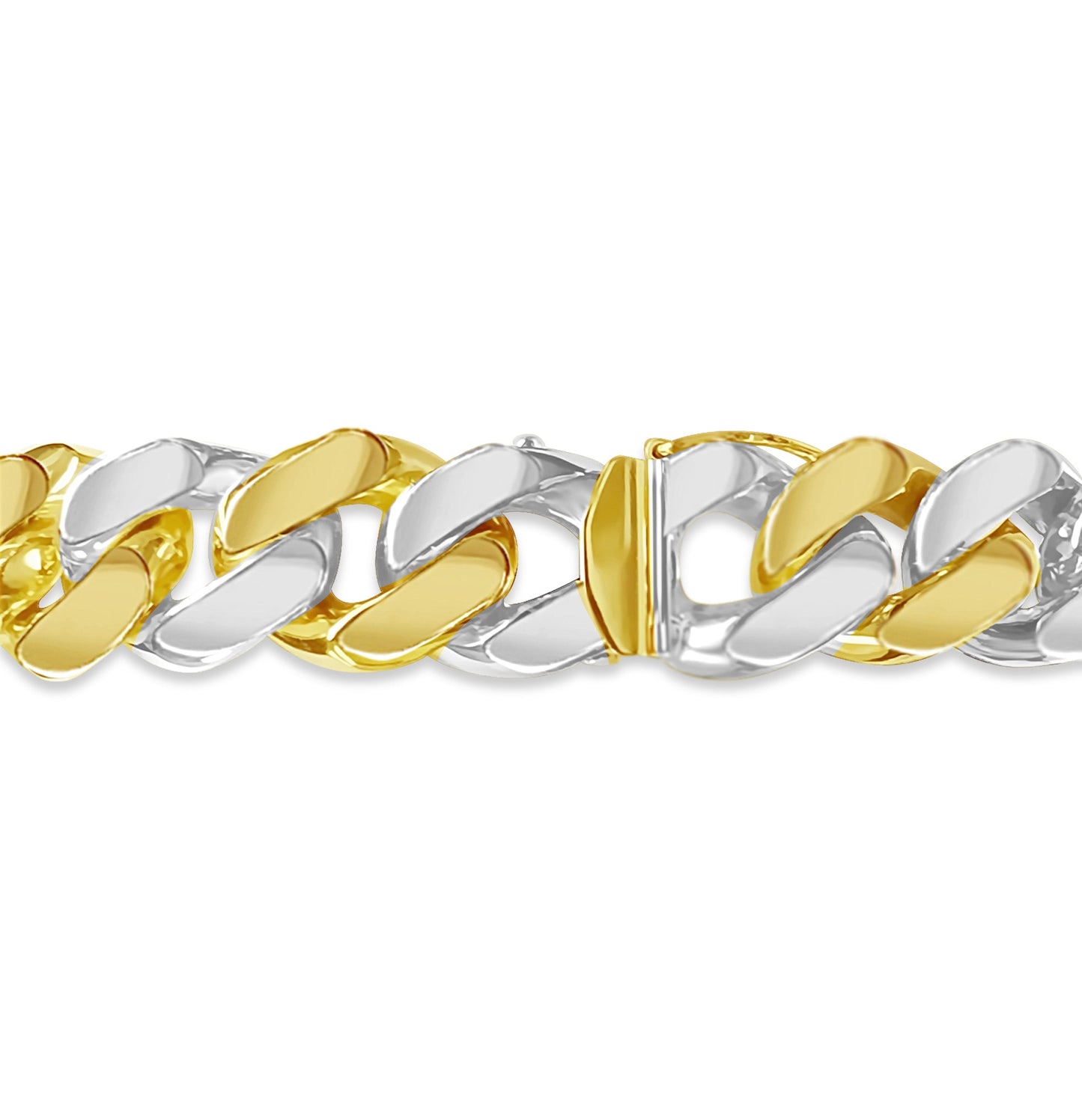 ID Curb Solid White/Yellow/Rose Gold Handmade Bracelet , 15mm, 6.5-10 Inch