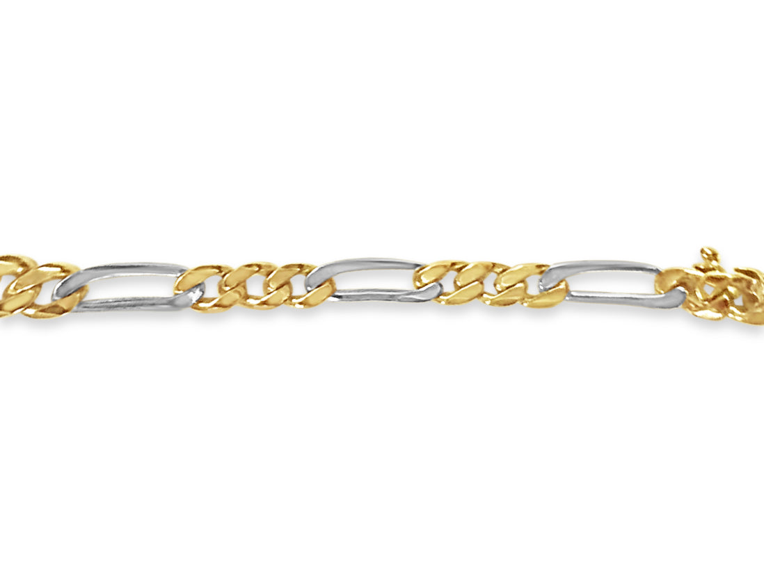 Figaro Solid White/Yellow/Rose Gold Handmade Necklace , 5mm, 16-30 Inch