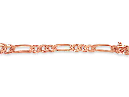 Figaro Solid White/Yellow/Rose Gold Handmade Bracelet , 5mm, 6.5-10 Inch