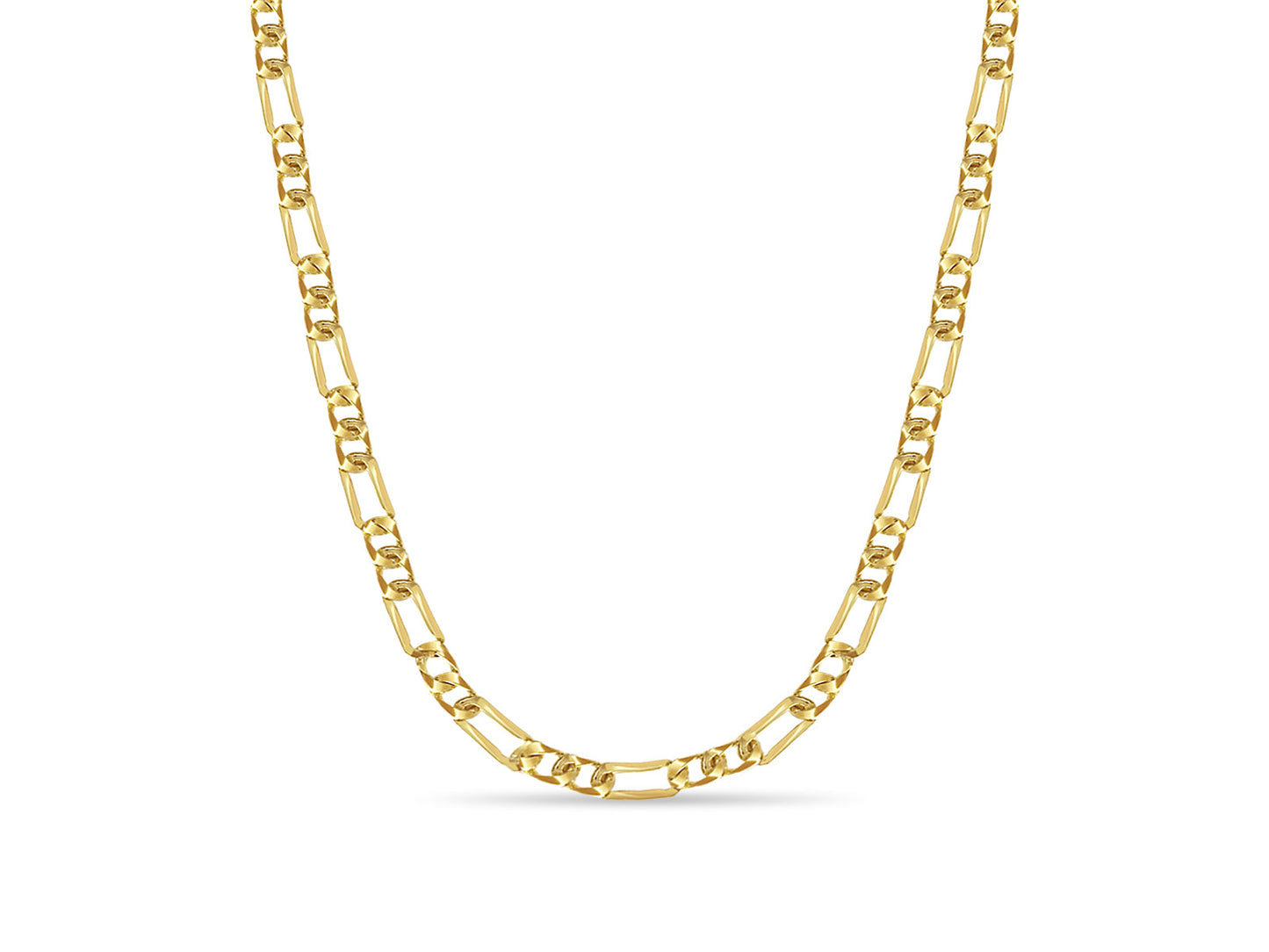 Figaro Solid White/Yellow/Rose Gold Handmade Necklace , 7mm, 16-30 Inch