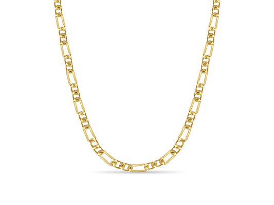 Figaro Solid White/Yellow/Rose Gold Handmade Necklace , 7mm, 16-30 Inch