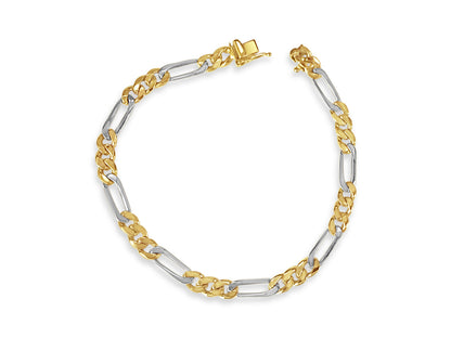 Figaro Solid White/Yellow/Rose Gold Handmade Bracelet , 5mm, 6.5-10 Inch