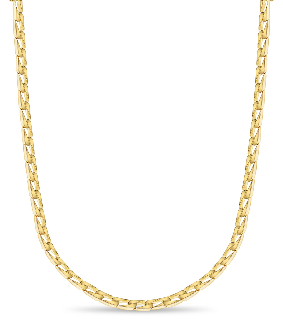 Curb Solid White/Yellow/Rose Gold Handmade Necklace , 9mm, 16-30 Inch