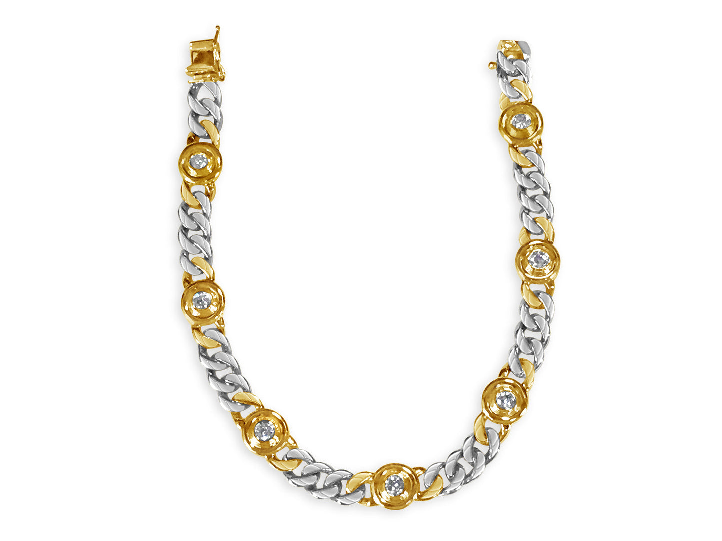 Curb Solid White/Yellow/Rose Gold Handmade Bracelet , 8mm, 6.5-10 Inch