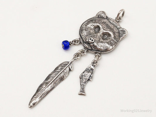 Vintage Native American Bear Dreamcatcher Sterling Silver Pendant — photo 1 of 10