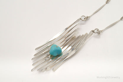 Vintage Turquoise Modernist Silver Necklace