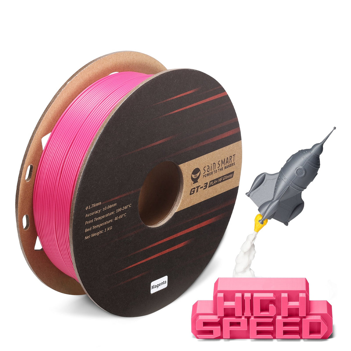 GT-3 High Speed Glossy PLA+ Filament 1.75mm, 1KG, ±0.04mm, Cyan/Magenta/Yellow/Silver — photo 2 of 7