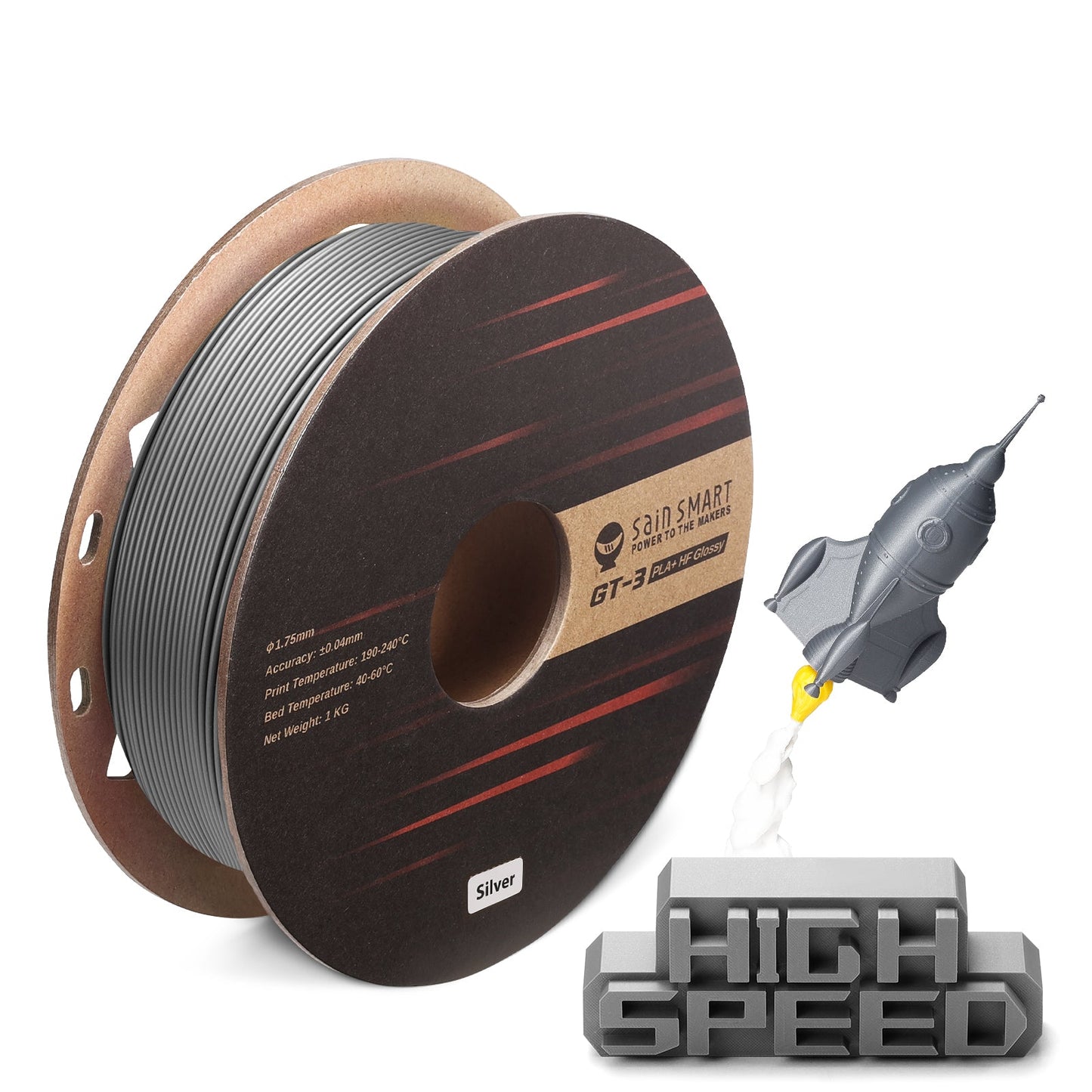 GT-3 High Speed Glossy PLA+ Filament 1.75mm, 1KG, ±0.04mm, Cyan/Magenta/Yellow/Silver — photo 3 of 7