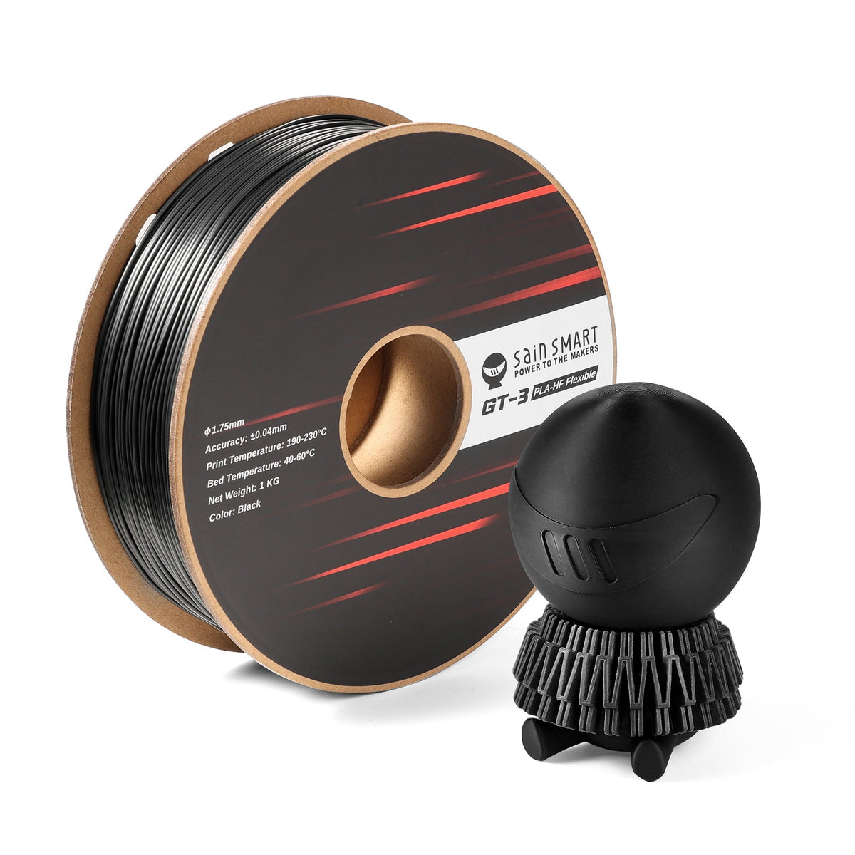 GT-3 High Flowability Flexible PLA Filament 1.75mm, 1KG, ±0.04mm, Black/White — photo 1 of 7
